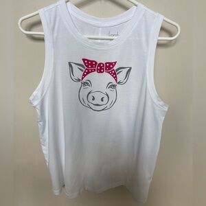Kersh Tank Top with Pig with red bow size large new without tag
